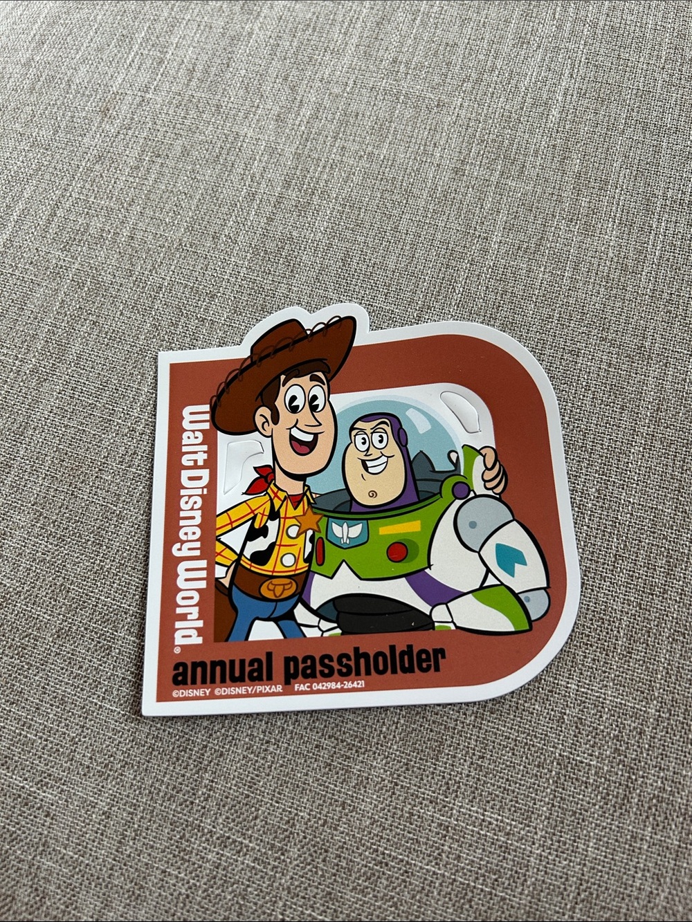 Walt Disney World Toy Story Annual Passholder Sticker - Woody and Buzz